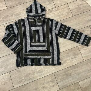 Baja Mexican Traditional Hoodie Pullover Sweater size S.